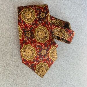 100% Silk Tie Necktie Villa Bugatti Blue Red Gold Abstract Floral Formal Offic
